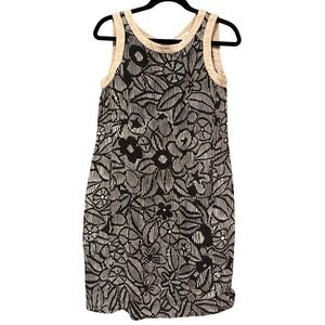 Le Tricot Perugia linen tank‎ dress natural tan & black Italy US 8